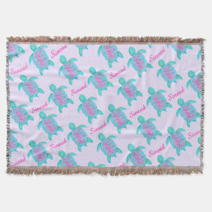 Couverture Aquarelle de coeur de tortue art nom motif lancer
