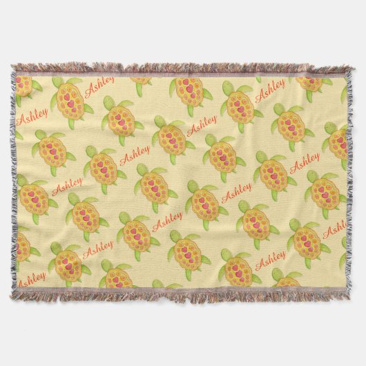 Couverture Aquarelle de tortue nom d'art motif Jai jaune (Devant)