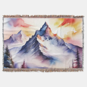 Couverture Aquarelle des montagnes enneigées sous ciel rouge