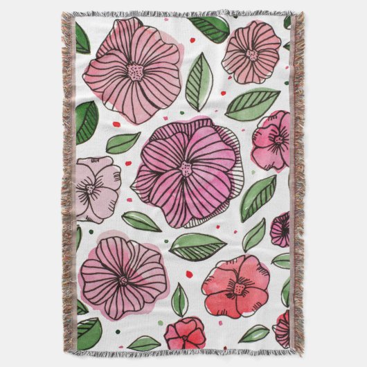 Couverture Aquarelle et fleurs d'encre - rose et vert (devant Vertical)