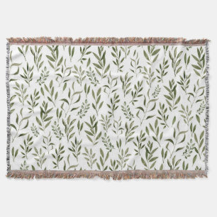 Couverture Aquarelle Eucalyptus Motif Feuille  
