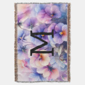 Couverture Aquarelle florale monogramme rose pourpre panses (devant Vertical)