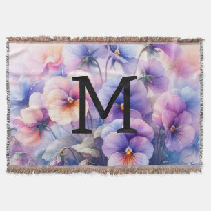 Couverture Aquarelle florale monogramme rose pourpre panses
