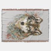 Couverture Aquarelle Gris Loup Animal Faune Nature Art (Devant)
