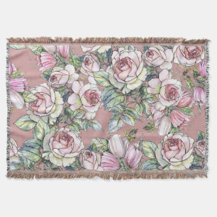 Couverture Aquarelle Jardin : Rose Tulip Elégance.