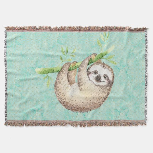 Couverture Aquarelle Joyeuse Sloth (Devant)
