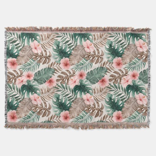 Couverture Aquarelle moderne Boho Tropical Floral (Devant)