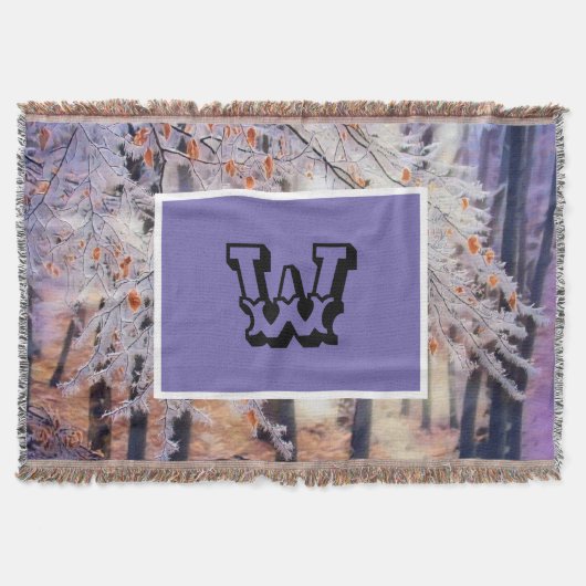 Couverture Aquarelle moderne des arbres enneigés colorés (Devant)