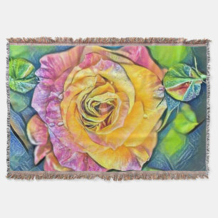 Couverture Aquarelle moderne Peinture de rose rose orange