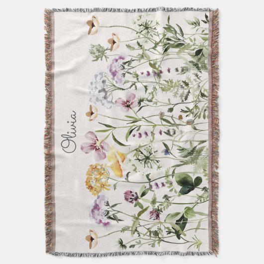 Couverture Aquarelle Monogramme Jardin Fleur sauvage coloré (devant Vertical)