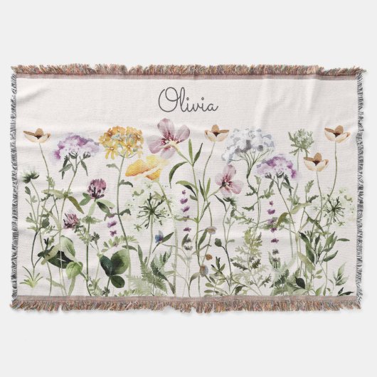 Couverture Aquarelle Monogramme Jardin Fleur sauvage coloré (Devant)