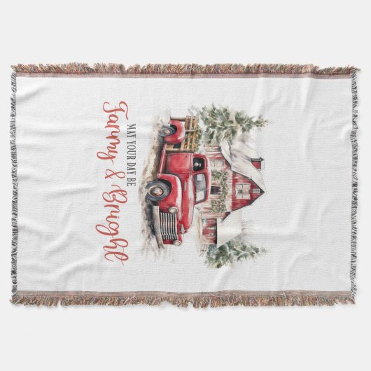 Couverture Aquarelle Noël Vintage Camion et grange (Devant)