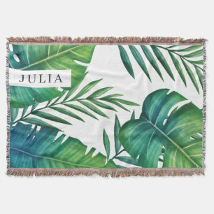Couverture Aquarelle Personnalisée Feuilles tropicaux