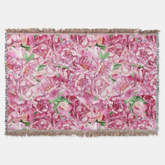 Couverture Aquarelle Pink Peonies (Devant)