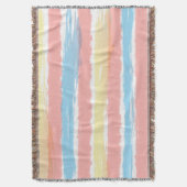 Couverture Aquarelle rose Bleu Jaune Rayures d'été (devant Vertical)