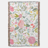 Couverture Aquarelle rose corail Motif Floral Nom du monogram (devant Vertical)