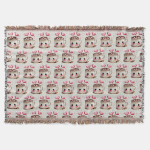 Couverture Aquarelle rose et crème mignonne Motif de cacao ch