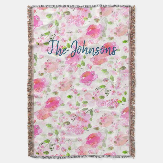Couverture Aquarelle rose Motif de jardin Floral (devant Vertical)