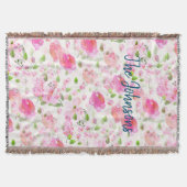 Couverture Aquarelle rose Motif de jardin Floral (Devant)