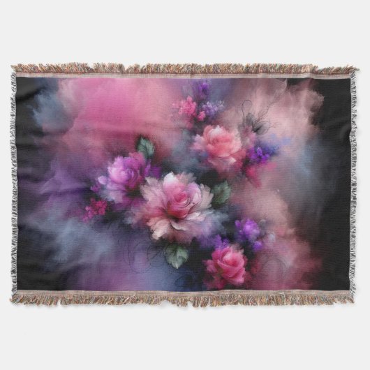 Couverture Aquarelle Rose rose et violet Dreamy (Devant)
