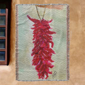 Couverture Aquarelle Rouge Chili Ristra Nouveau Mexique