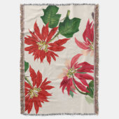 Couverture Aquarelle rouge rustique Poinsettia Flore Verdure (devant Vertical)