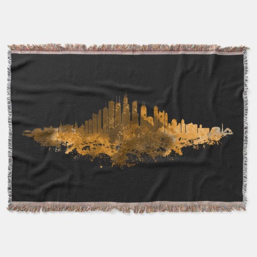 Couverture Aquarelle Skyline de Chicago en orange (Devant)