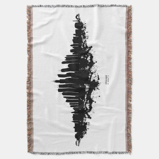 Couverture Aquarelle Skyline de Chicago noir et blanc (devant Vertical)