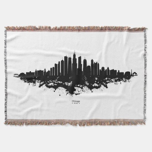 Couverture Aquarelle Skyline de Chicago noir et blanc (Devant)
