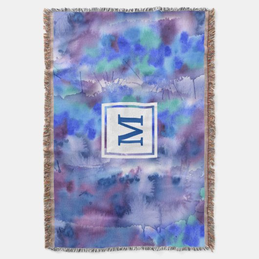Couverture Aquarelle Teal pourpre bleu peint à la main (devant Vertical)