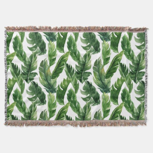 Couverture Aquarelle Tropical Greenery Motif Feuille (Devant)