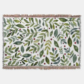 Couverture Aquarelle verte branches saisonnières et baies (Devant)