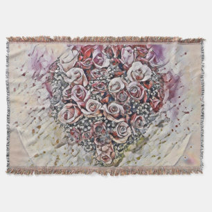Couverture Aquarelle vintage du Coeur Rose coloré