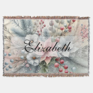 Couverture Aquarelle vintage Fleur de Noël et ornements