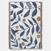 Couverture Aquarelles et baies - indigo et beige (devant Vertical)