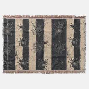 Couverture Araignée gothique et Motif d'Halloween rayé sur le