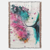 Couverture Arbre mystique moderne & gras (bleu, rose, orange) (devant Vertical)