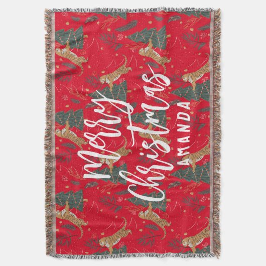 Couverture Arbres de Noël & tigres motif personnalisé arrière (devant Vertical)