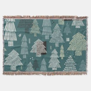 Couverture Arbres d'hiver, motif vintage de Noël.