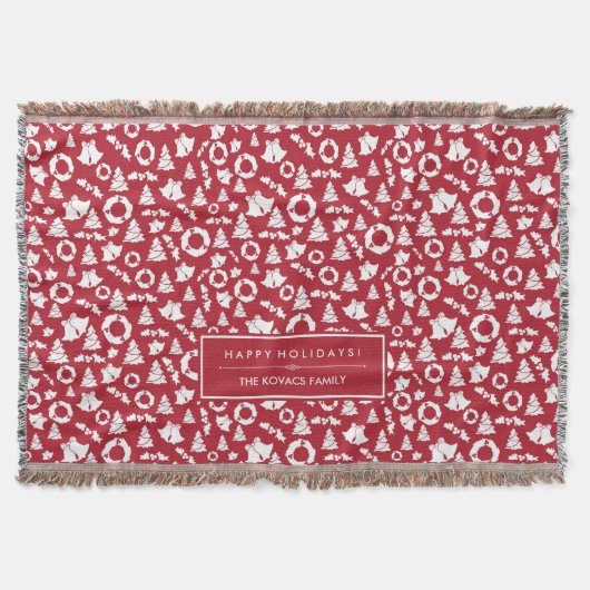 Couverture Arbres rouges de Noël cloches à gerbes et Holly (Devant)