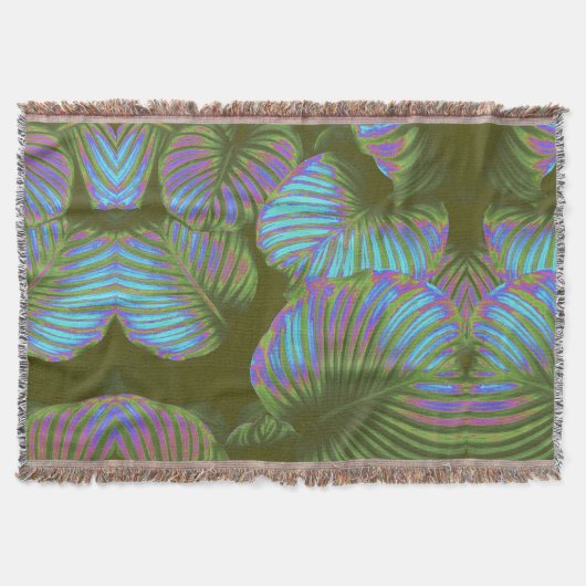Couverture Arc-en-ciel Tropical Feuille Cotton Lance Blanche (Devant)