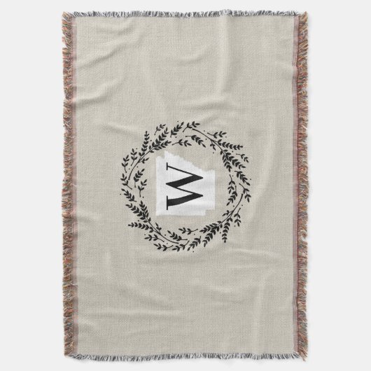 Couverture Arkansas Rustic Wreath Monogramme Jetez la couvert (devant Vertical)