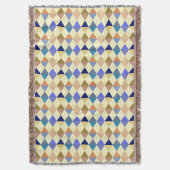 Couverture Arlequin / motif diamant - Crème et bleu (devant Vertical)