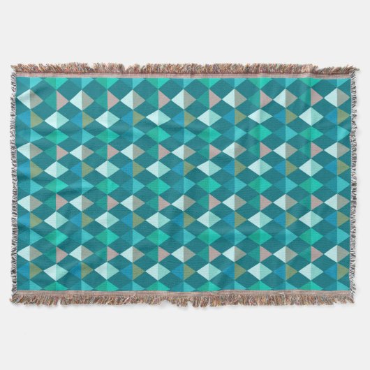 Couverture Arlequin / motif diamant - Turquoise et Aqua (Devant)