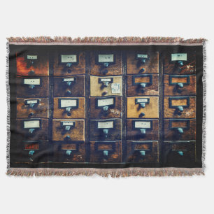 Couverture armoire en bois du catalogue de la carte de biblio