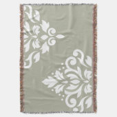 Couverture Art de Damas en rouleau I Blanc sur Vert (devant Vertical)