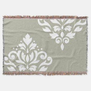 Couverture Art de Damas en rouleau I Blanc sur Vert