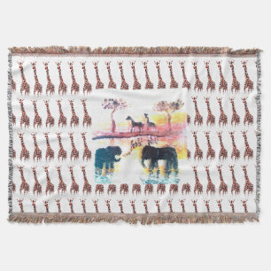 Couverture Art de la faune Eléphant, Giraffes
