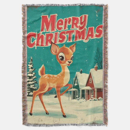 Couverture Art de Noël cerf vintage joyeux (devant Vertical)