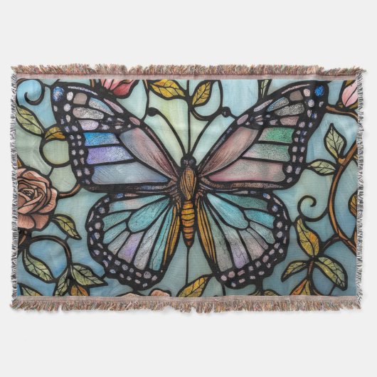 Couverture art de vitrail papillon bleu vintage  (Devant)